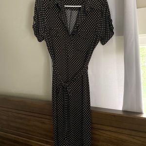 Knee length polka dot dress